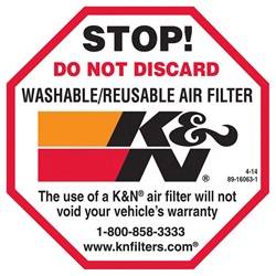 K&N Filters - Decal - K&N Filters 89-16063-1 UPC: 024844351081 - Image 1