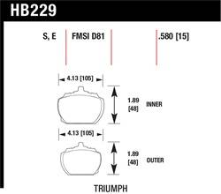 Hawk Performance - Disc Brake Pad - Hawk Performance HB229E.580 UPC: 840653073590 - Image 1