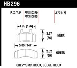 Hawk Performance - Disc Brake Pad - Hawk Performance HB296Y.670 UPC: 840653060132 - Image 1