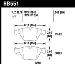 Hawk Performance - Disc Brake Pad - Hawk Performance HB551Z.748 UPC: 840653052298 - Image 1