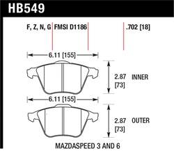 Hawk Performance - Disc Brake Pad - Hawk Performance HB549F.702 UPC: 840653014883 - Image 1