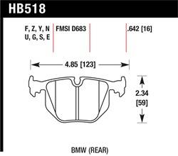 Hawk Performance - Disc Brake Pad - Hawk Performance HB518Y.642 UPC: 840653060972 - Image 1