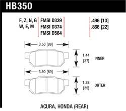 Hawk Performance - Disc Brake Pad - Hawk Performance HB350M.496 UPC: 840653074641 - Image 1
