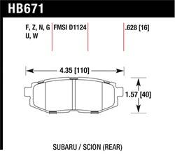 Hawk Performance - Disc Brake Pad - Hawk Performance HB671B.628 UPC: 840653069623 - Image 1