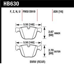 Hawk Performance - Disc Brake Pad - Hawk Performance HB630R.626 UPC: 840653079509 - Image 1
