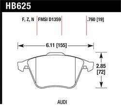 Hawk Performance - Disc Brake Pad - Hawk Performance HB625F.760 UPC: 840653061399 - Image 1