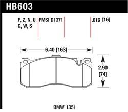 Hawk Performance - Disc Brake Pad - Hawk Performance HB603F.616 UPC: 840653015491 - Image 1