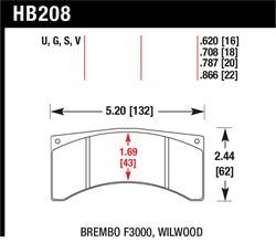 Hawk Performance - Disc Brake Pad - Hawk Performance HB208U.620 UPC: 840653073330 - Image 1