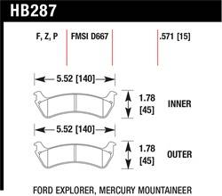 Hawk Performance - Disc Brake Pad - Hawk Performance HB287F.571 UPC: 840653012100 - Image 1