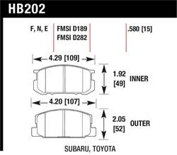Hawk Performance - Disc Brake Pad - Hawk Performance HB202F.580 UPC: 840653011196 - Image 1