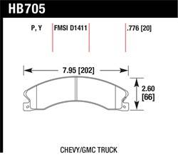 Hawk Performance - Disc Brake Pad - Hawk Performance HB705Y.776 UPC: 840653063751 - Image 1