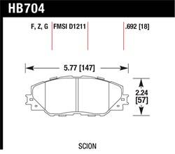 Hawk Performance - Disc Brake Pad - Hawk Performance HB704F.692 UPC: 840653063294 - Image 1