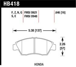 Hawk Performance - Disc Brake Pad - Hawk Performance HB418E.646 UPC: 840653075020 - Image 1