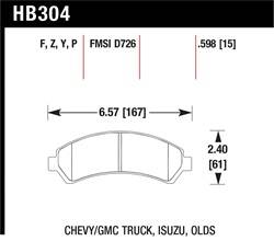 Hawk Performance - Disc Brake Pad - Hawk Performance HB304F.598 UPC: 840653012315 - Image 1