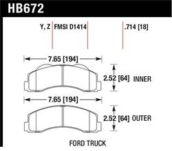 Hawk Performance - Disc Brake Pad - Hawk Performance HB672Y.714 UPC: 840653062921 - Image 1