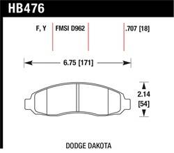 Hawk Performance - Disc Brake Pad - Hawk Performance HB476F.707 UPC: 840653014265 - Image 1