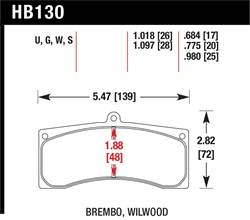 Hawk Performance - Disc Brake Pad - Hawk Performance HB130U1.018 UPC: 840653071268 - Image 1