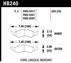 Hawk Performance - Disc Brake Pad - Hawk Performance HB240F.620 UPC: 840653011608 - Image 1
