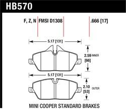 Hawk Performance - Disc Brake Pad - Hawk Performance HB570F.666 UPC: 840653015095 - Image 1