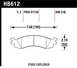 Hawk Performance - Disc Brake Pad - Hawk Performance HB612Y.690 UPC: 840653061252 - Image 1