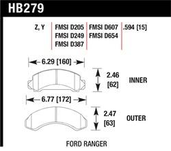Hawk Performance - Disc Brake Pad - Hawk Performance HB279Y.594 UPC: 840653060071 - Image 1