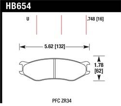 Hawk Performance - Disc Brake Pad - Hawk Performance HB654U.748 UPC: 840653077680 - Image 1
