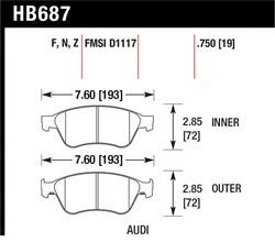 Hawk Performance - Disc Brake Pad - Hawk Performance HB687N.750 UPC: 840653063058 - Image 1