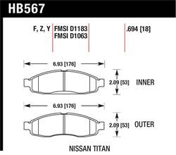 Hawk Performance - Disc Brake Pad - Hawk Performance HB567Y.694 UPC: 840653061139 - Image 1