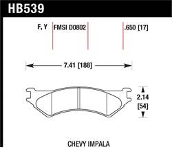 Hawk Performance - Disc Brake Pad - Hawk Performance HB539Y.650 UPC: 840653061047 - Image 1