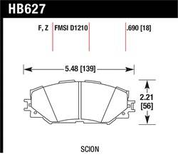 Hawk Performance - Disc Brake Pad - Hawk Performance HB627F.690 UPC: 840653061481 - Image 1