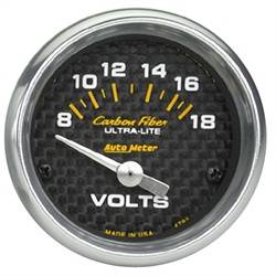 Auto Meter - Carbon Fiber Electric Voltmeter Gauge - Auto Meter 4791 UPC: 046074047916 - Image 1