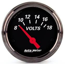 Auto Meter - Designer Black Voltmeter Gauge - Auto Meter 1491 UPC: 046074014918 - Image 1