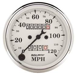 Auto Meter - Old Tyme White Mechanical Speedometer - Auto Meter 1693 UPC: 046074016936 - Image 1