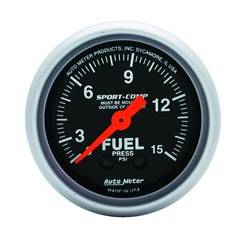 Auto Meter - Sport-Comp Mechanical Fuel Pressure Gauge - Auto Meter 3311 UPC: 046074033117 - Image 1