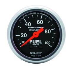 Auto Meter - Sport-Comp Mechanical Fuel Pressure Gauge - Auto Meter 3312 UPC: 046074033124 - Image 1