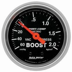 Auto Meter - Sport-Comp Mechanical Metric Boost/Vacuum Gauge - Auto Meter 3303-J UPC: 046074130526 - Image 1