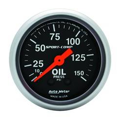 Auto Meter - Sport-Comp Mechanical Oil Pressure Gauge - Auto Meter 3323 UPC: 046074033230 - Image 1
