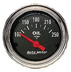 Auto Meter - Traditional Chrome Electric Oil Temperature Gauge - Auto Meter 2542 UPC: 046074025426 - Image 1