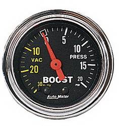 Auto Meter - Traditional Chrome Mechanical Boost/Vacuum Gauge - Auto Meter 2401 UPC: 046074024016 - Image 1