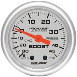Auto Meter - Ultra-Lite Mechanical Boost/Vacuum Gauge - Auto Meter 4308 UPC: 046074043086 - Image 1