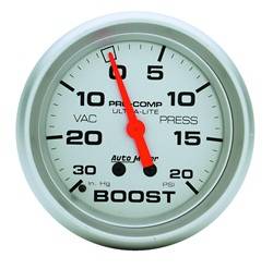 Auto Meter - Ultra-Lite Mechanical Boost/Vacuum Gauge - Auto Meter 4401 UPC: 046074044014 - Image 1