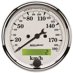 Auto Meter - Old Tyme White Electric Programmable Speedometer - Auto Meter 1688-M UPC: 046074141683 - Image 1