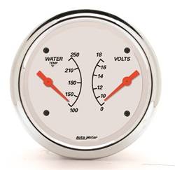 Auto Meter - Arctic White Water/Volt Dual Gauge - Auto Meter 1330 UPC: 046074013300 - Image 1