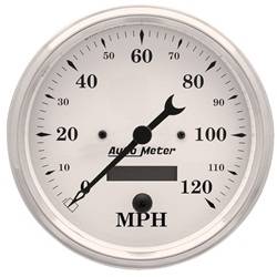Auto Meter - Old Tyme White Electric Programmable Speedometer - Auto Meter 1689 UPC: 046074016899 - Image 1