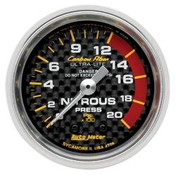 Auto Meter - Carbon Fiber Mechanical Nitrous Pressure Gauge - Auto Meter 4728 UPC: 046074047282 - Image 1