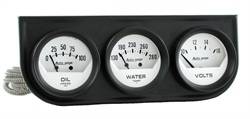 Auto Meter - Autogage White Oil/Volt/Water Black Steel Console - Auto Meter 2324 UPC: 046074023248 - Image 1