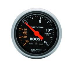 Auto Meter - Sport-Comp Electric Boost/Vacuum Gauge - Auto Meter 3376 UPC: 046074033766 - Image 1
