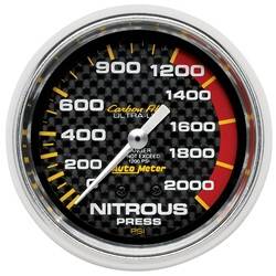 Auto Meter - Carbon Fiber Mechanical Nitrous Pressure Gauge - Auto Meter 4828 UPC: 046074048289 - Image 1