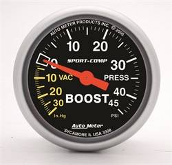 Auto Meter - Sport-Comp Mechanical Boost/Vacuum Gauge - Auto Meter 3308 UPC: 046074033087 - Image 1