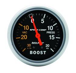 Auto Meter - Sport-Comp Mechanical Boost/Vacuum Gauge - Auto Meter 3401 UPC: 046074034015 - Image 1